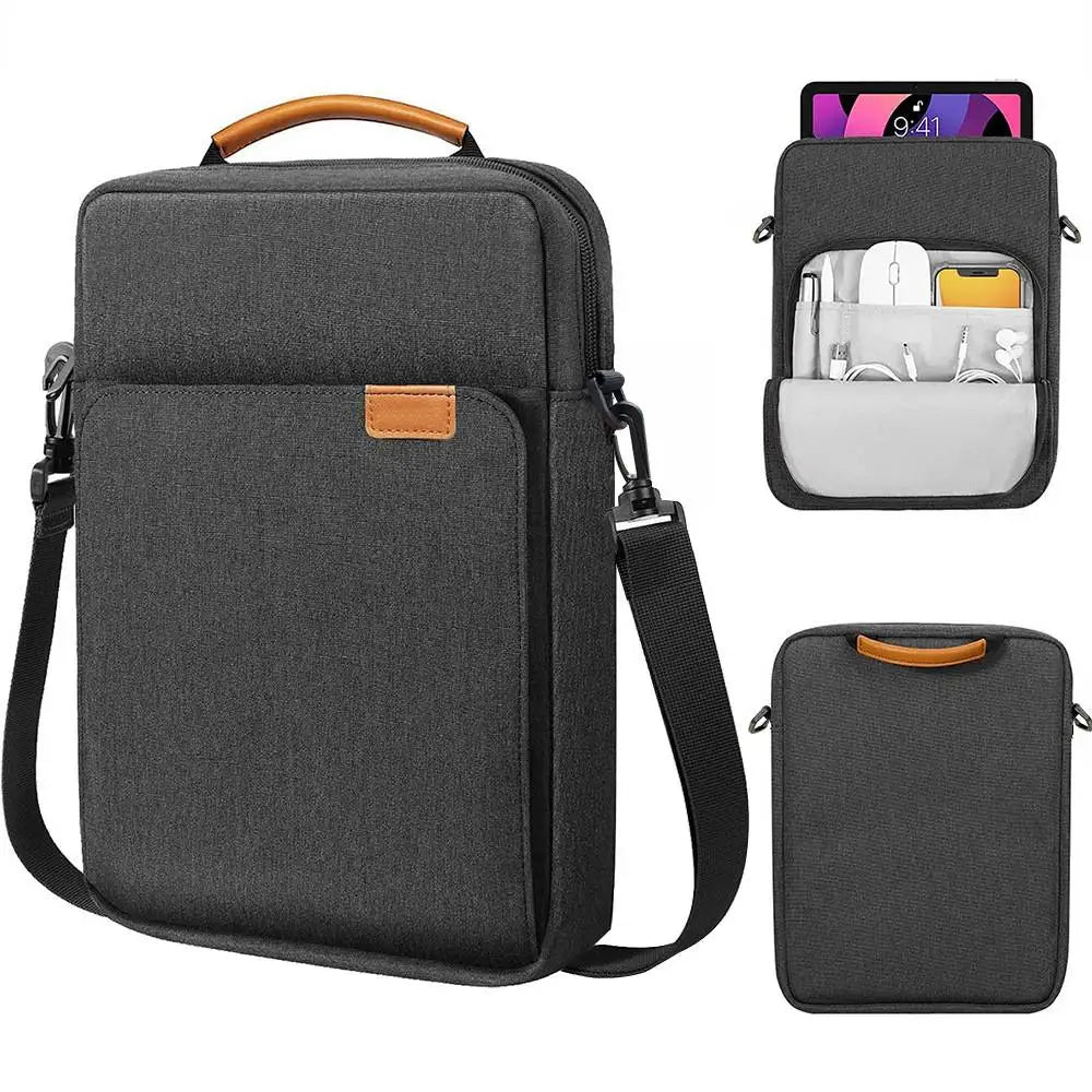 Laptop Sleeve Bag with Shoulder Strap and Handle, Water-Resistant Multi-Pocket Case for 11 and 13 Inch Laptops and 9 to 13 Inch Tablets