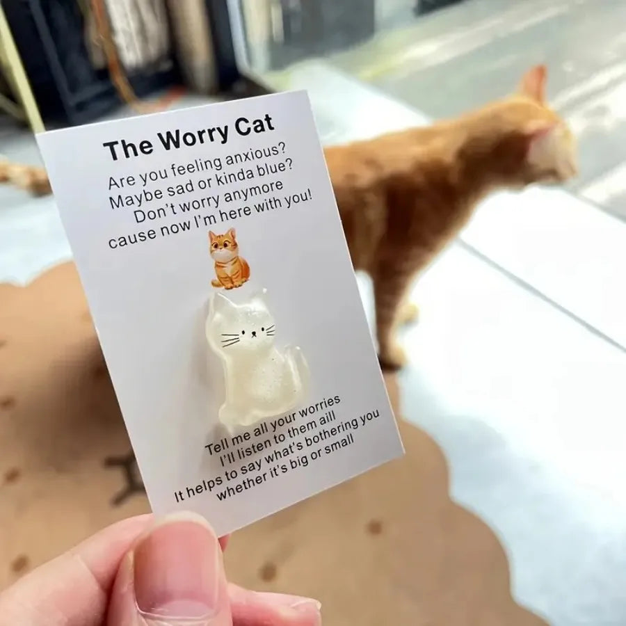 Worry Cat Pocket Hug Encouragement Card Gift