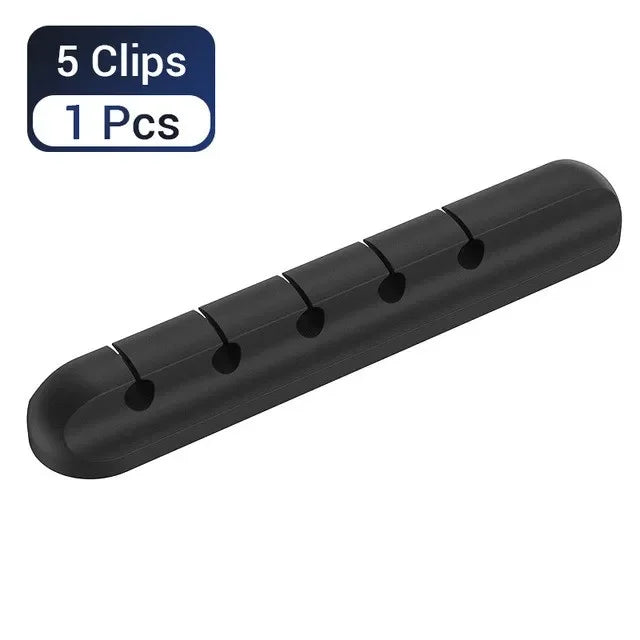 Silicone USB Cable Clip Organizer Self-Adhesive Cord Holder for Desk and Home Office