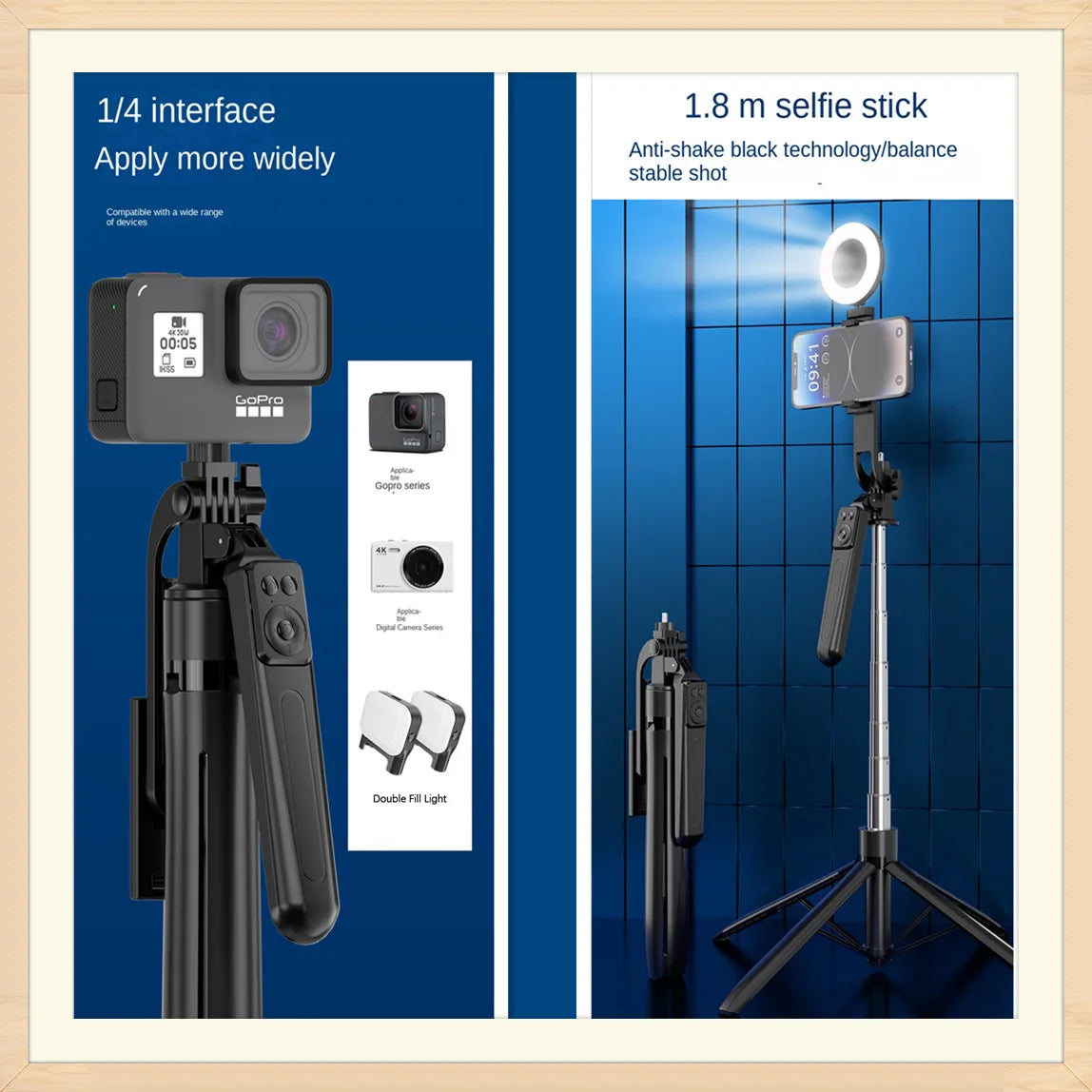 Wireless Bluetooth Selfie Stick Tripod with Remote Shutter, Extendable Phone Tripod Stand for Vlogging and Live Streaming