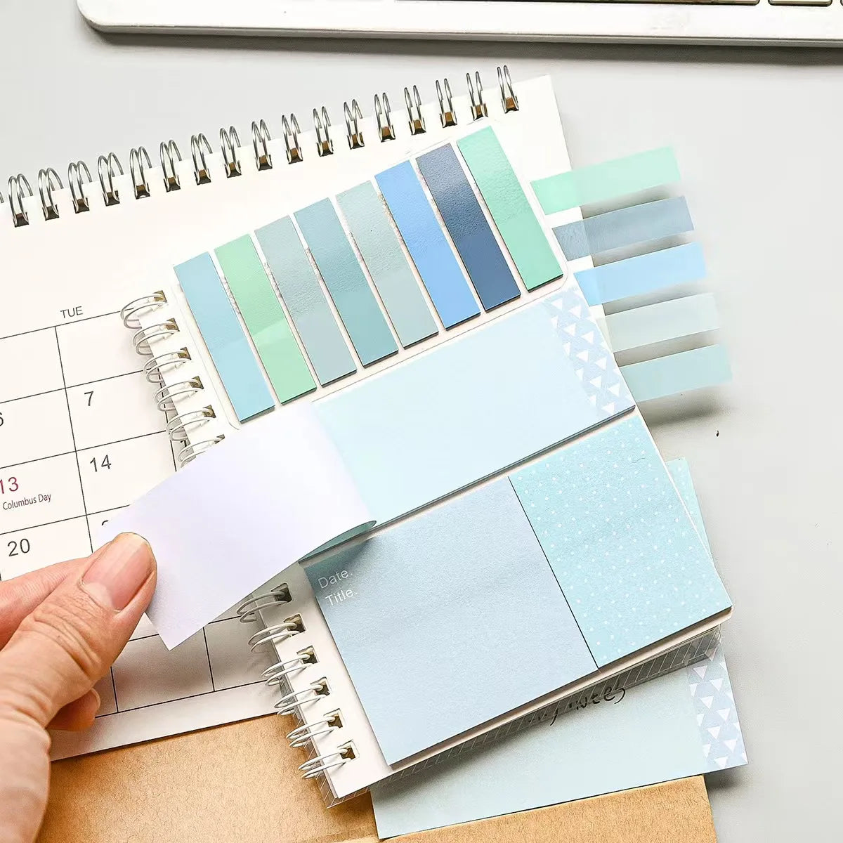 Spiral Notebook Sticky Notes Set with Index Tabs, Pastel Self-Adhesive Memo Pads and To-Do List Notepad for Office and School