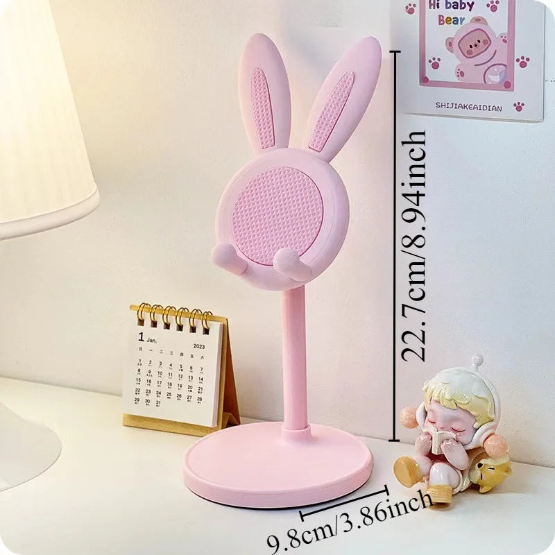 Cute Rabbit Ear Phone Stand for Desk, Adjustable Height Kawaii Cell Phone Holder