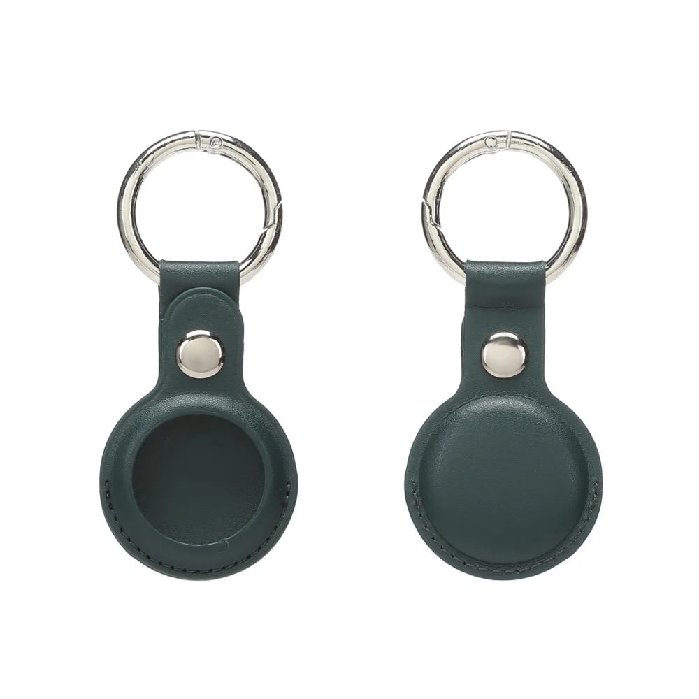 PU Leather AirTag Holder with Keyring and Snap Closure