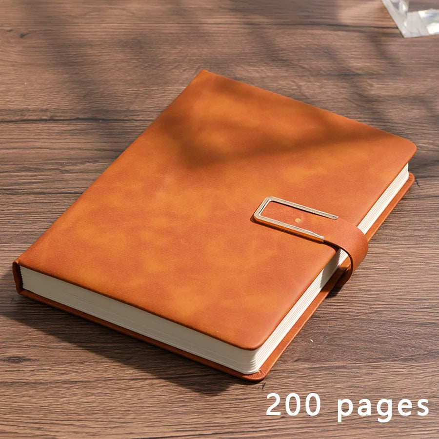 Vintage A5 Leather Notebook with Pen Holder, Soft Cover Business Journal for Meetings, Work Notes and College