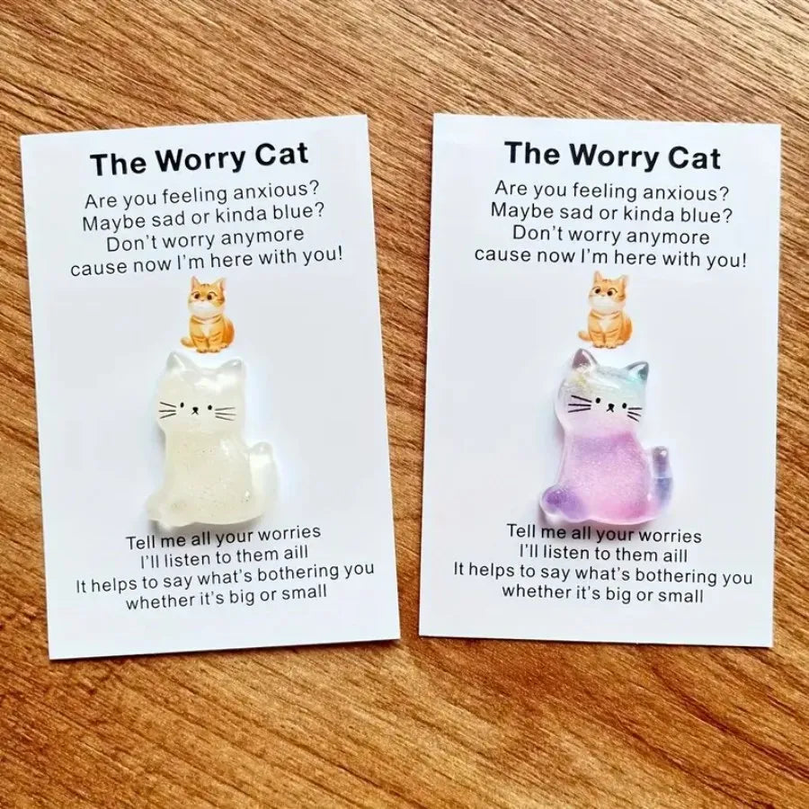 Worry Cat Pocket Hug Encouragement Card Gift