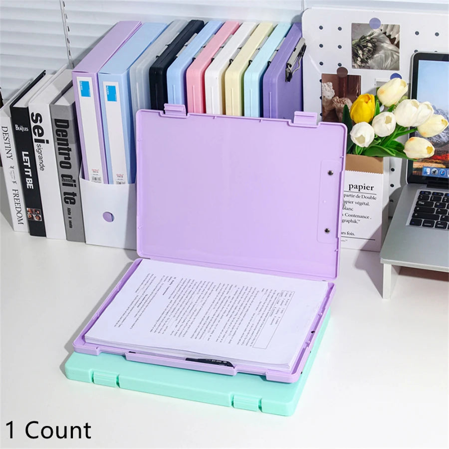 A4 Document File Folder Organizer with Clip Board for Test Papers, Office Documents and Desk Storage