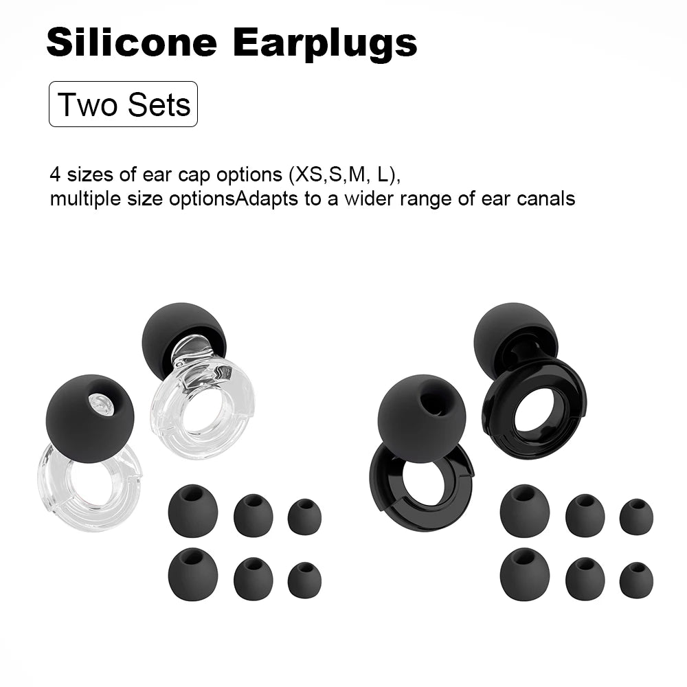 Quiet Ear Plugs for Noise Reduction — Soft Reusable Hearing Protection for Sleep, Swim & Work, 8 Tips in XS/S/M/L