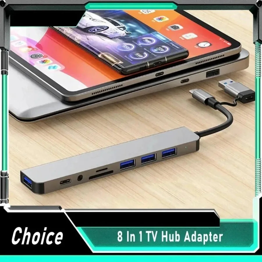 USB Multiport Hub Adapter with SD & MicroSD Card Reader Options