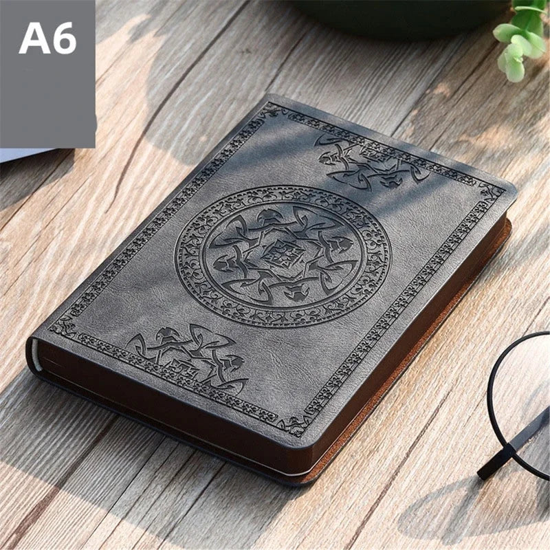 Vintage Embossed Leather Journal Notebook, Retro Travel Diary and Writing Journal for Gifts, Notes and Sketching
