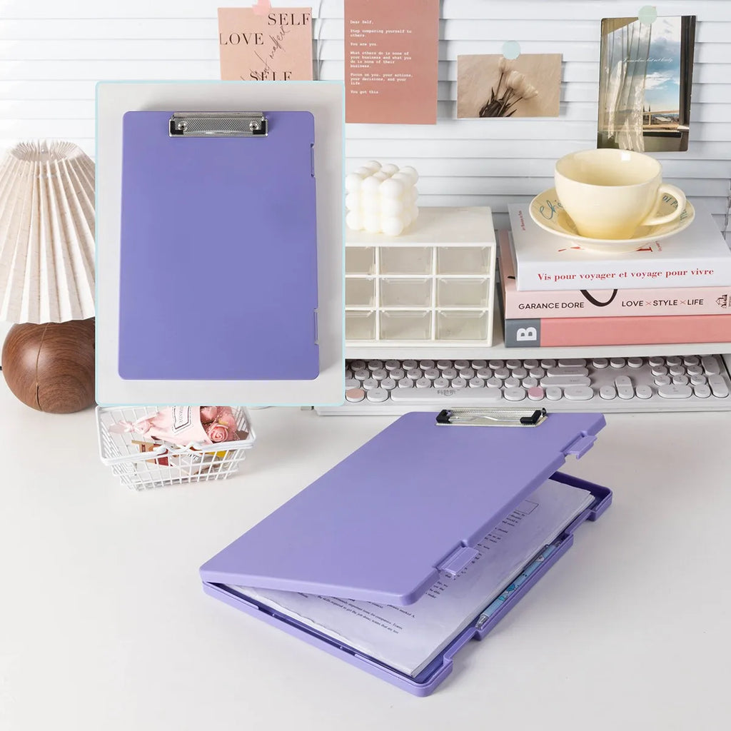 A4 Clipboard Folder with Storage Box for School Papers and Office Documents