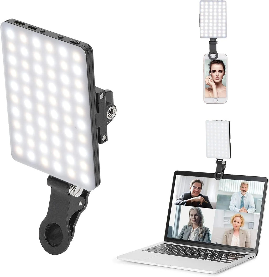 LED Portable Clip-on Selfie Light for Phone, Laptop and Camera, Video Conference Lighting with 3 Light Modes