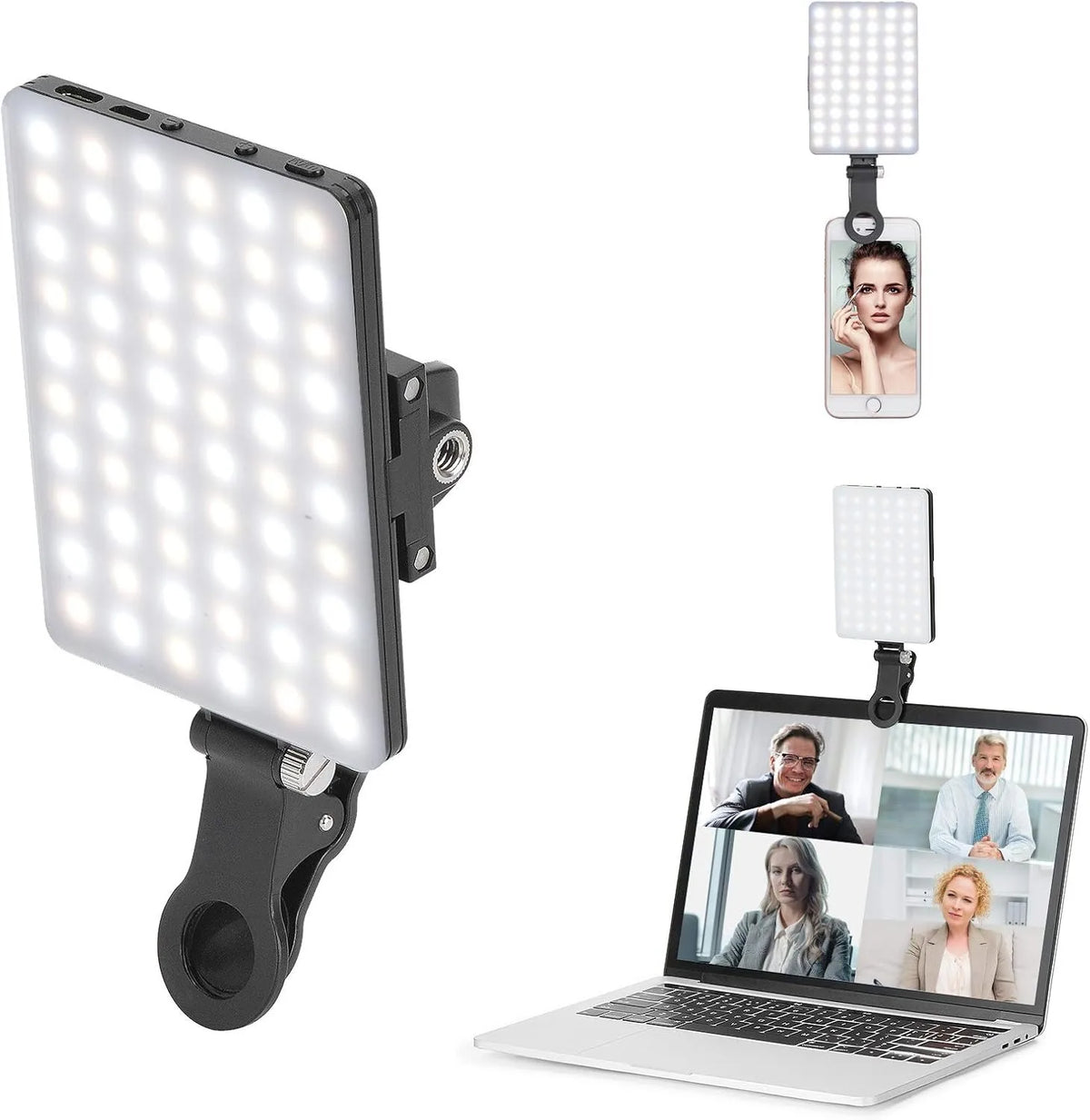 LED Portable Clip-on Selfie Light for Phone, Laptop and Camera, Video Conference Lighting with 3 Light Modes