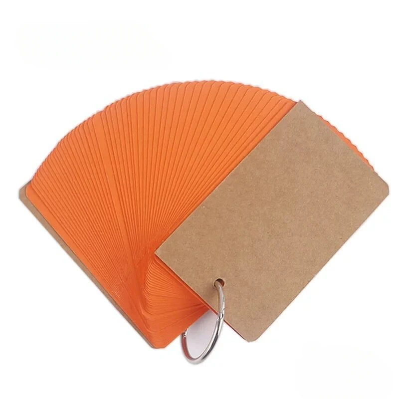 Blank Mini Ring Notepad Flash Cards, 50 Sheets Portable Loose Leaf Memo Pad for Study and Notes