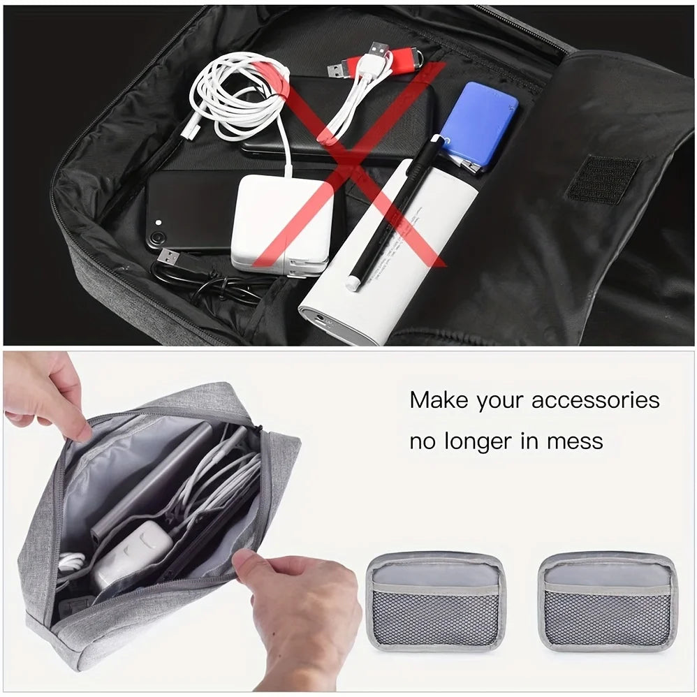 Compact Cable Cord Organizer Pouch, Small Electronics Storage Bag for Chargers, SD Cards, Power Banks and Earbuds, Portable Travel Tech Case