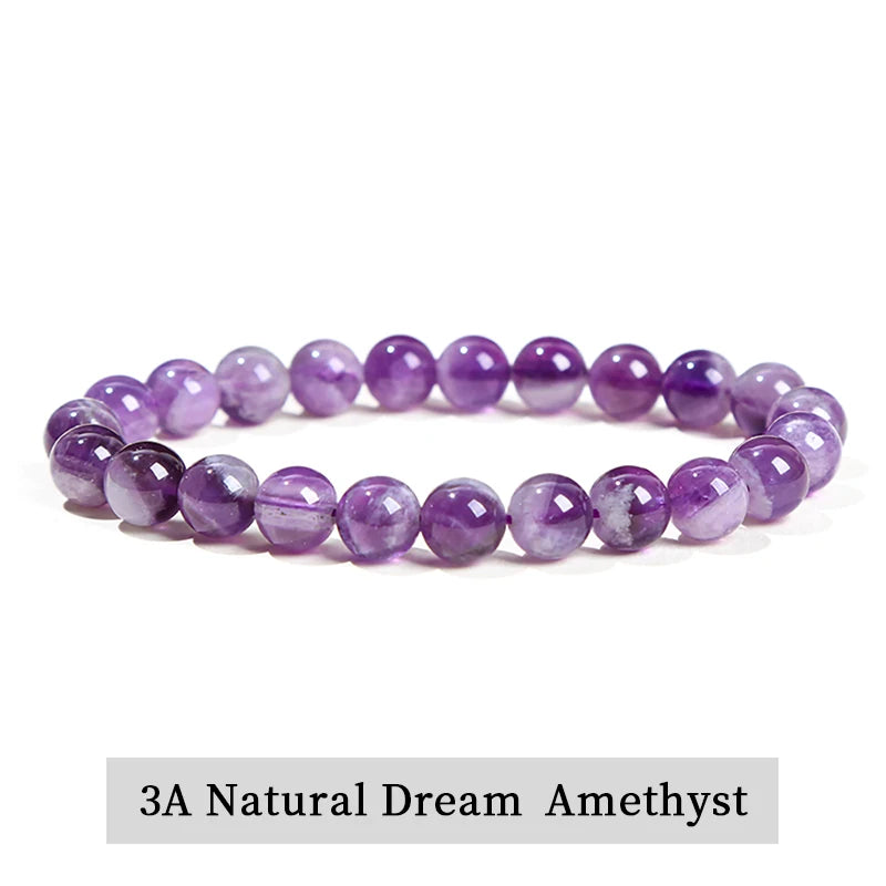 Natural Stone Beads Bracelet — Amethyst, Tiger Eye, Crystal & More