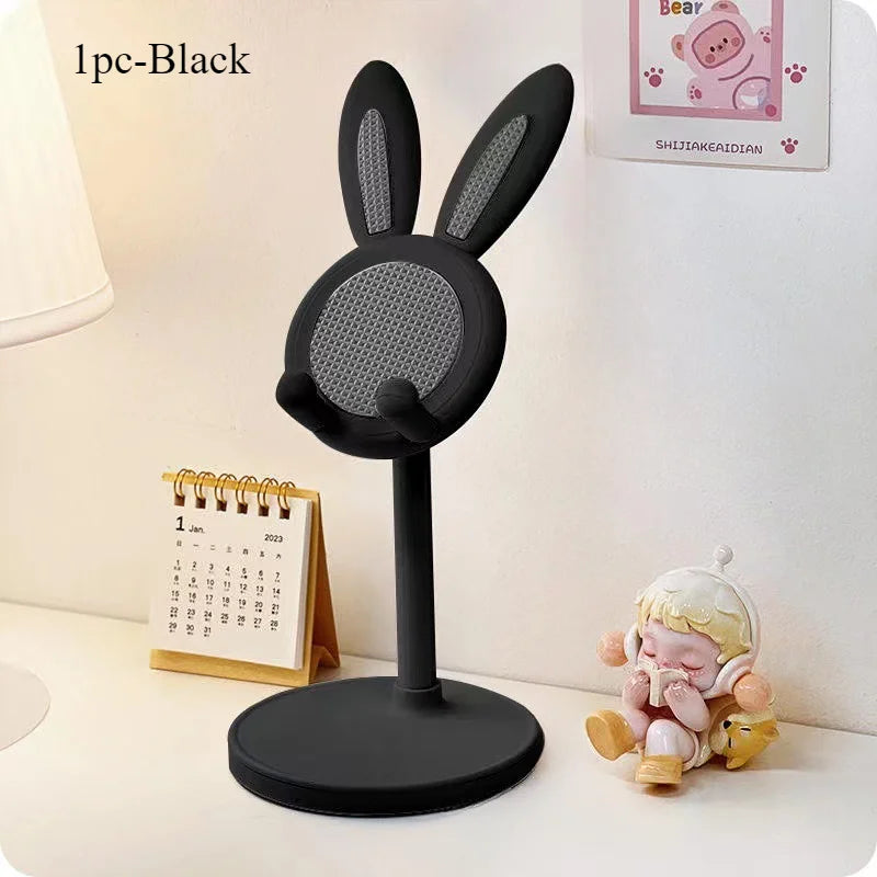 Cute Rabbit Ear Phone Stand for Desk, Adjustable Height Kawaii Cell Phone Holder