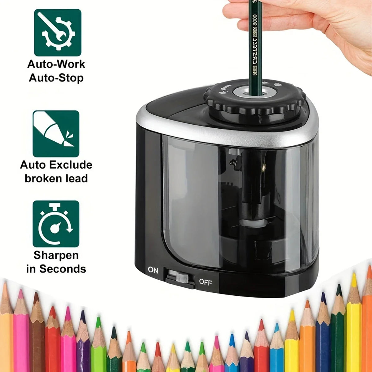 Electric Pencil Sharpener for 6–8 mm Pencils