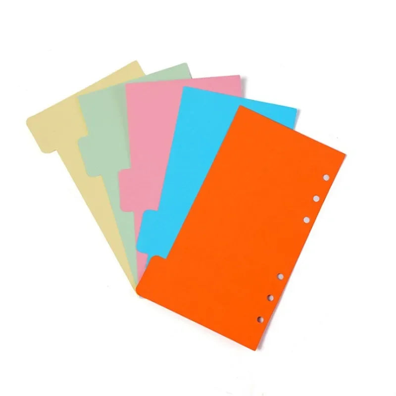 A5 A6 Binder Index Dividers, 5 Pack Loose-Leaf Tab Divider Pages for Planners, Budget Binders, and Notebooks
