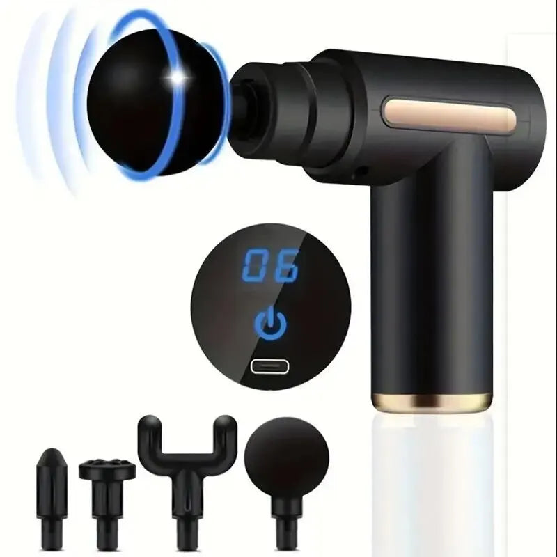 Deep Tissue Percussion Massage Gun — Muscle Massager with Interchangeable Heads