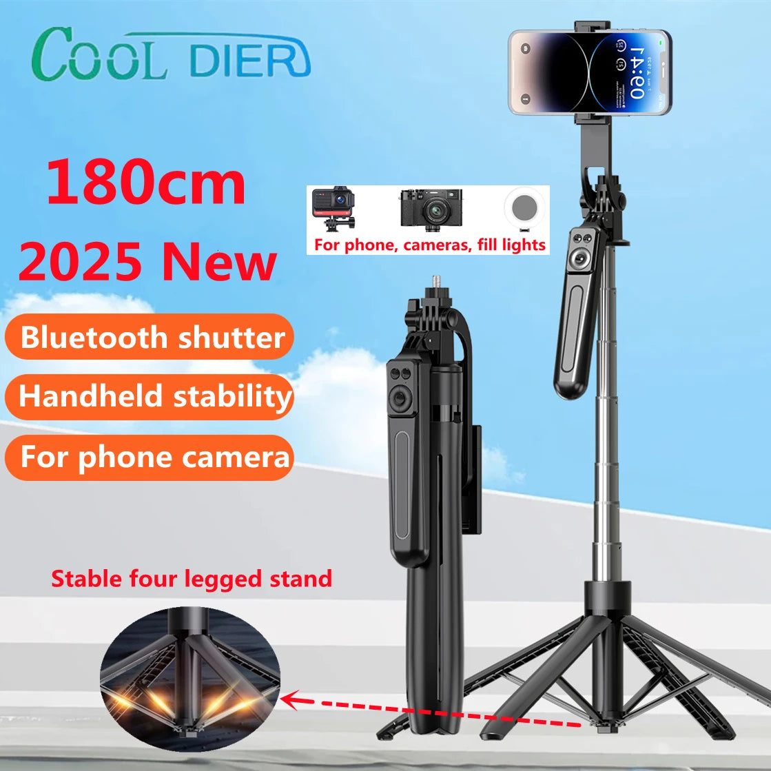 Wireless Bluetooth Selfie Stick Tripod with Remote Shutter, Extendable Phone Tripod Stand for Vlogging and Live Streaming