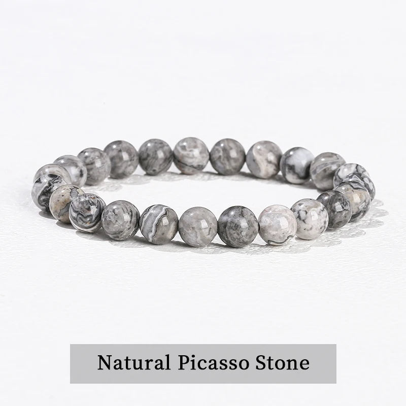 Natural Stone Beads Bracelet — Amethyst, Tiger Eye, Crystal & More