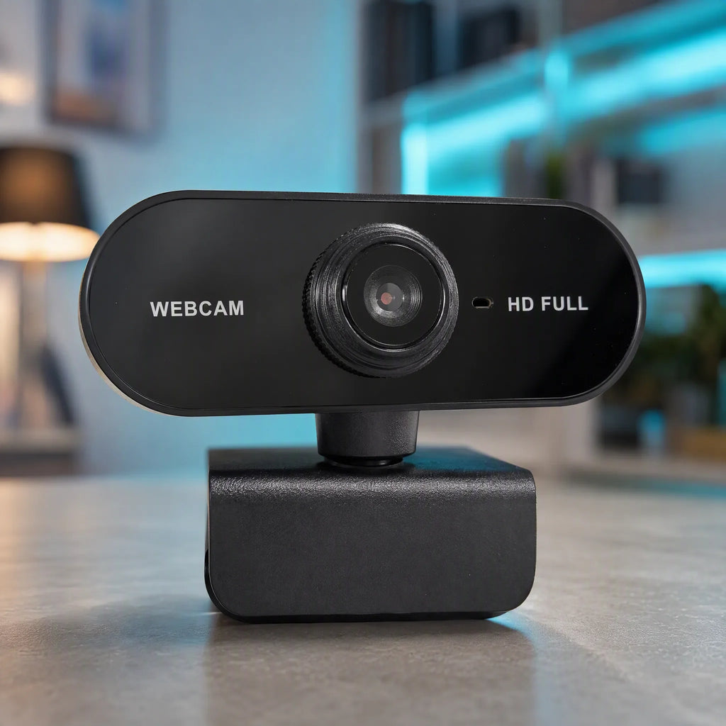 USB Webcam with Microphone — 360° Rotatable HD Camera for Laptop, Desktop & Video Calls