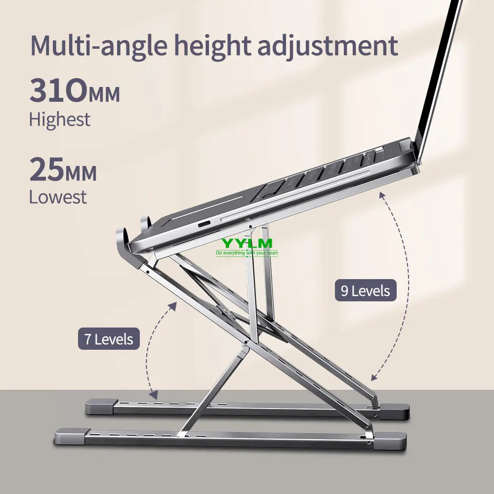 Adjustable Aluminum Laptop Stand — Foldable, Portable, Multi-Height Cooling Holder