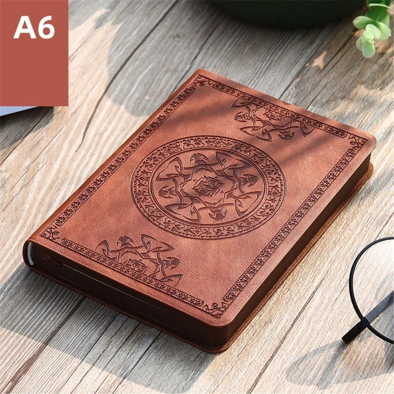 Vintage Embossed Leather Journal Notebook, Retro Travel Diary and Writing Journal for Gifts, Notes and Sketching