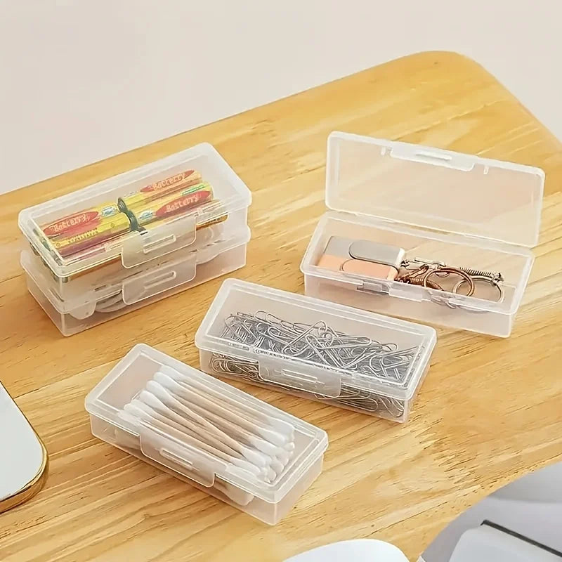 12 Pack Clear Plastic Storage Boxes with Lids for Desk Supplies, Crafts and Small Items