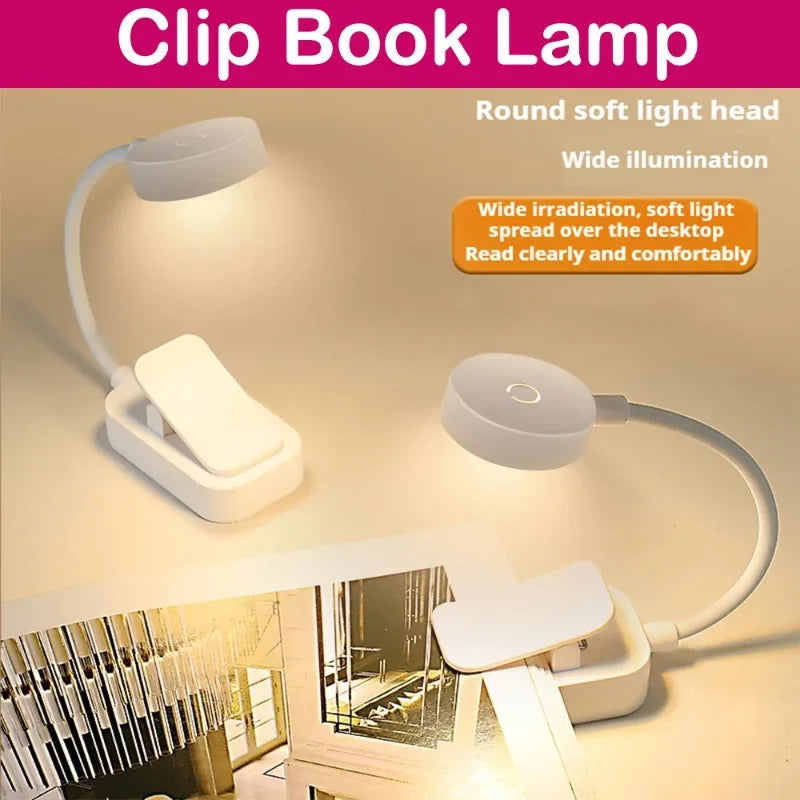 Mini Clip-On Book Light — 3-Color LED Reading Lamp, Battery-Powered