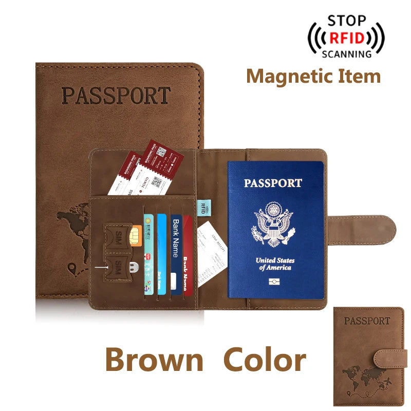 RFID Blocking Passport Holder, Travel Wallet Cover Case with Card Slots and Boarding Pass Pocket for Women and Men