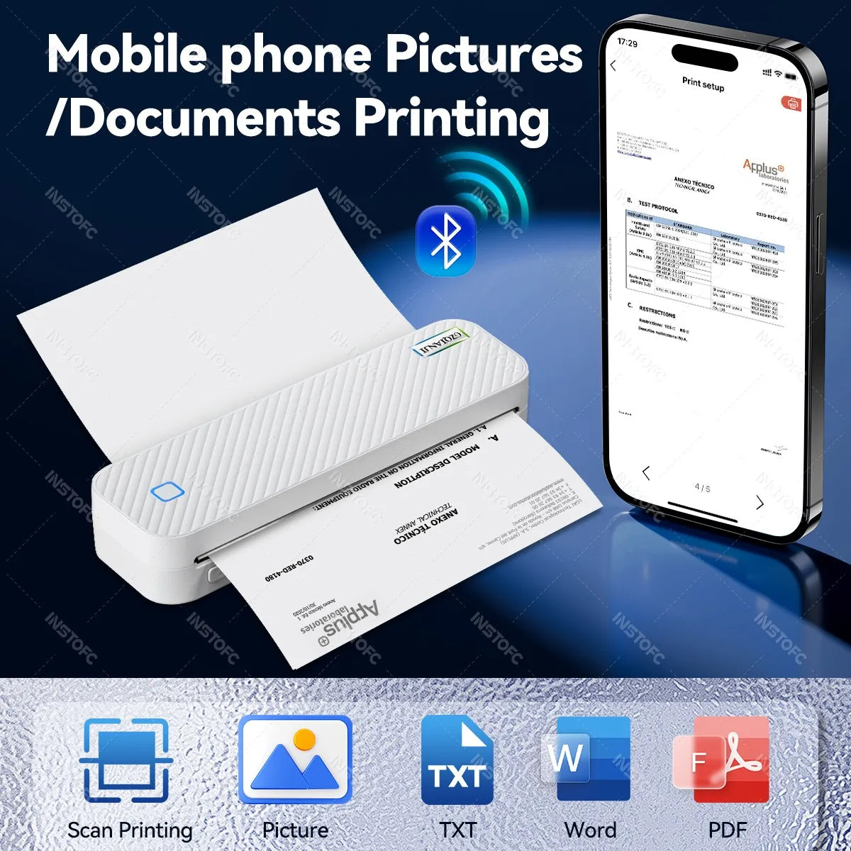 Portable A4 Bluetooth Thermal Printer — Wireless Photo & Document Printer for Home, Office & Travel