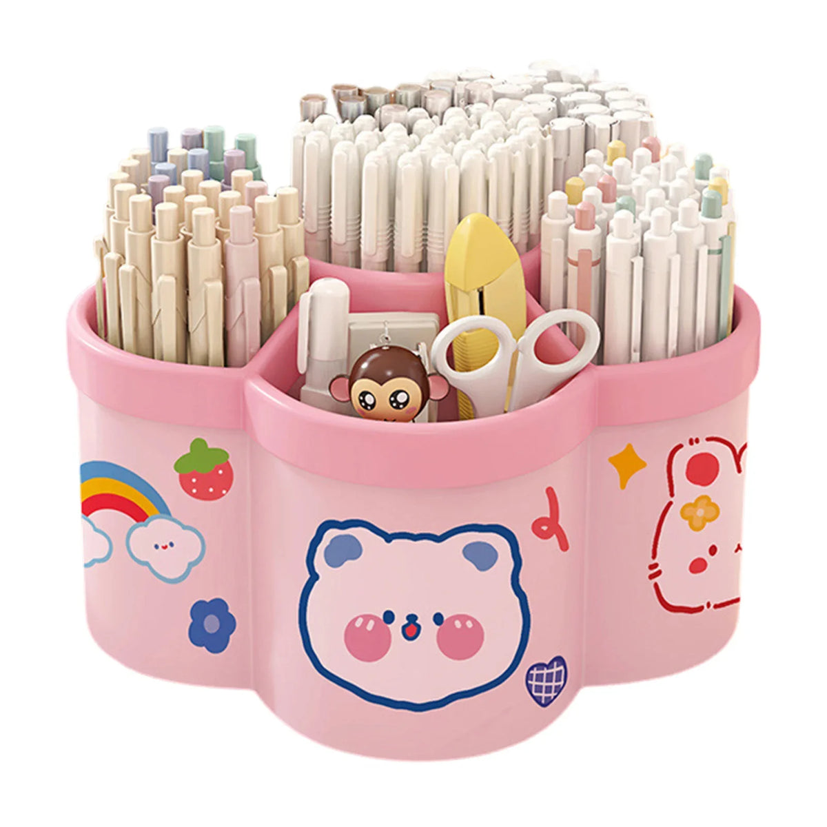 Rotating Pen Holder Desk Organizer, Large Capacity 360° Pencil and Stationery Storage Box for Students, Dorm, Classroom and Home Office