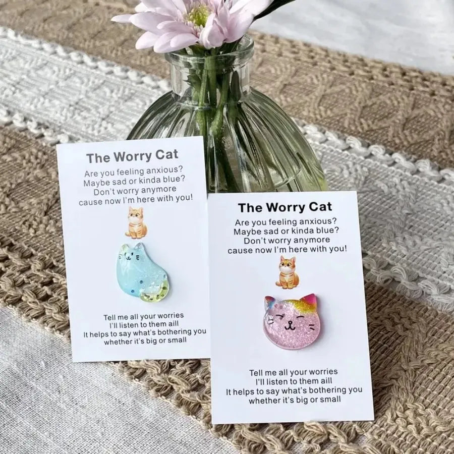 Worry Cat Pocket Hug Encouragement Card Gift