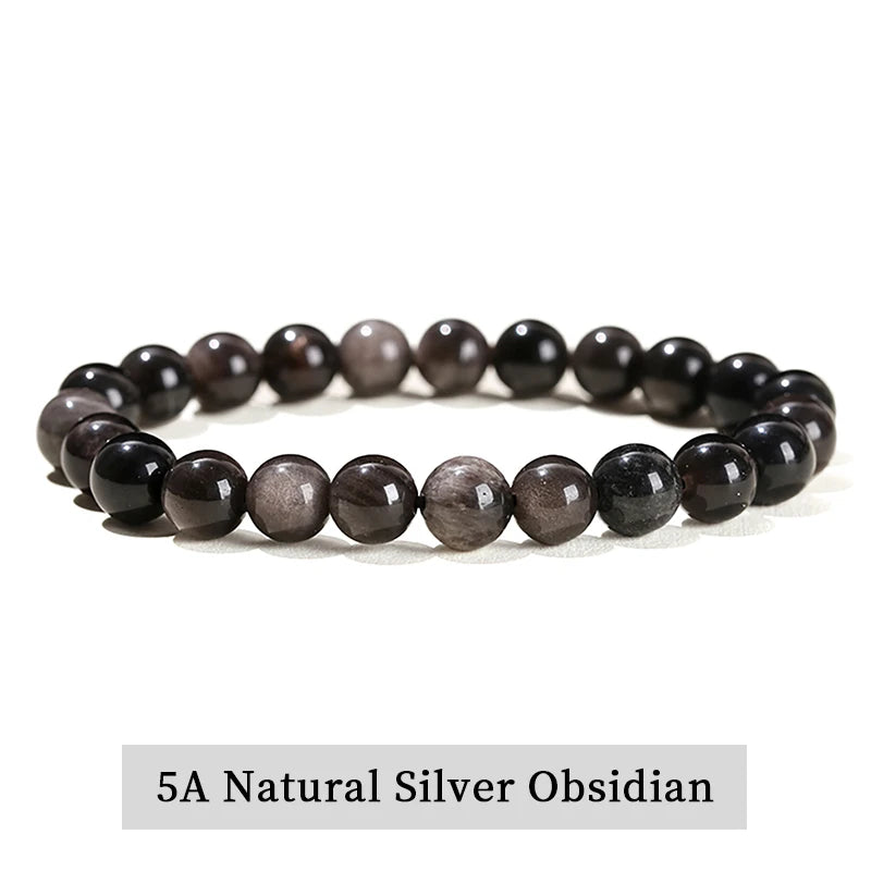 Natural Stone Beads Bracelet — Amethyst, Tiger Eye, Crystal & More