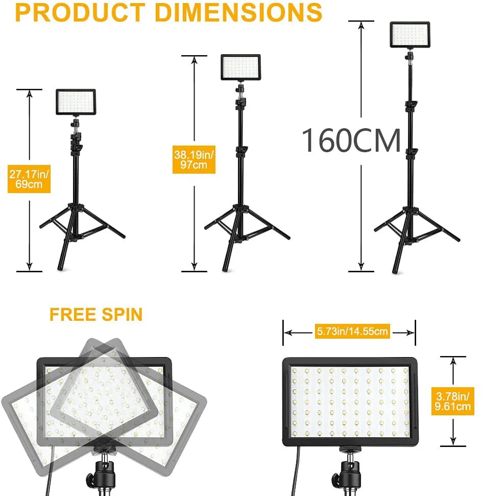 LED Video Light Photography Lighting Kit with Tripod Stand and 4 Color RGB Filters for Streaming, Filming and Content Creation