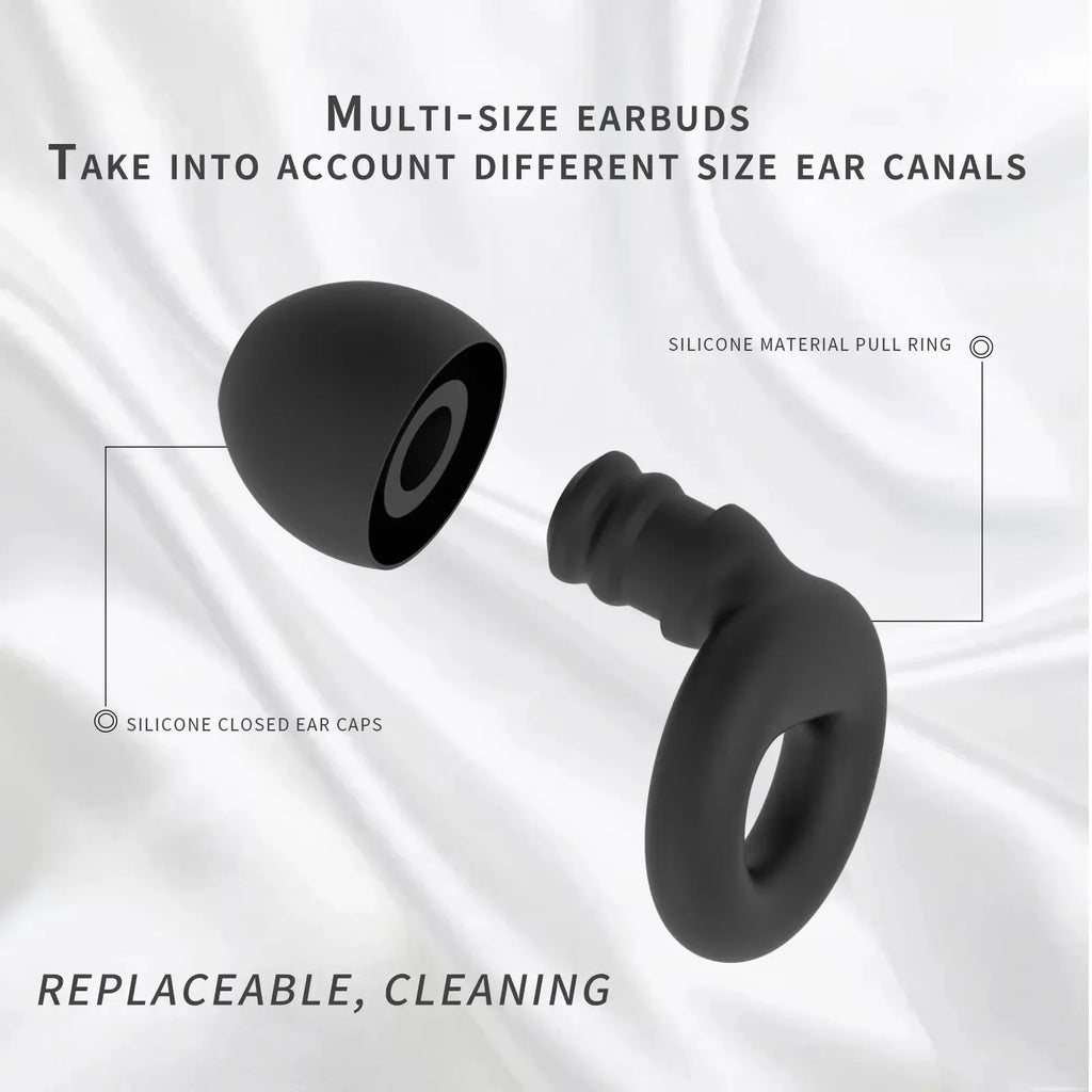 Quiet Ear Plugs for Noise Reduction — Soft Reusable Hearing Protection for Sleep, Swim & Work, 8 Tips in XS/S/M/L