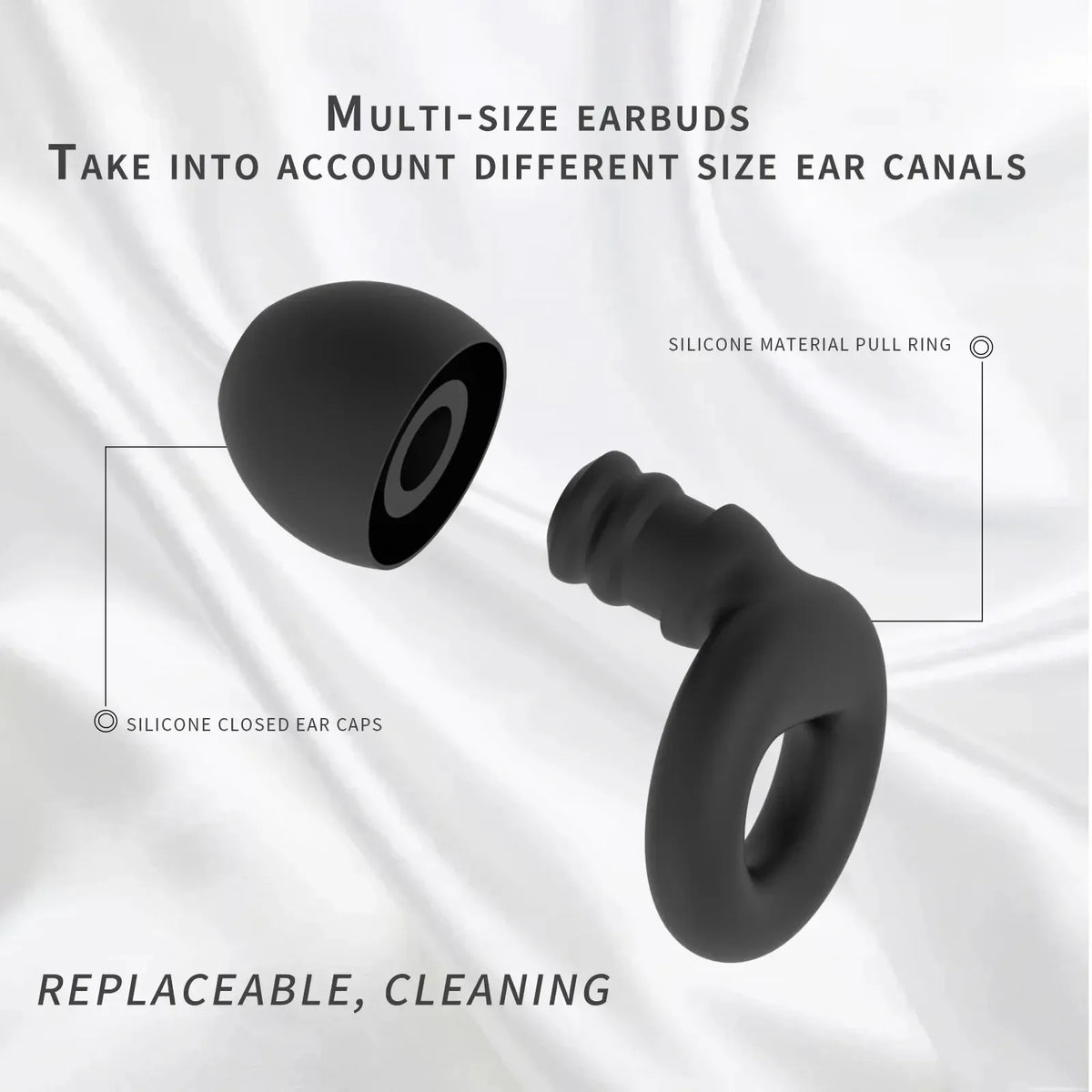 Quiet Ear Plugs for Noise Reduction — Soft Reusable Hearing Protection for Sleep, Swim & Work, 8 Tips in XS/S/M/L