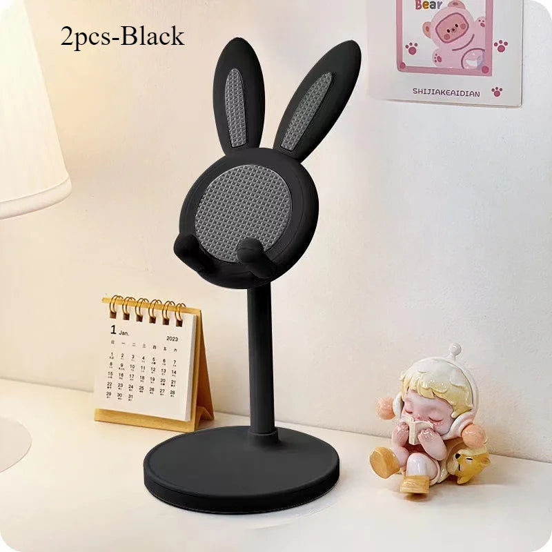 Cute Rabbit Ear Phone Stand for Desk, Adjustable Height Kawaii Cell Phone Holder