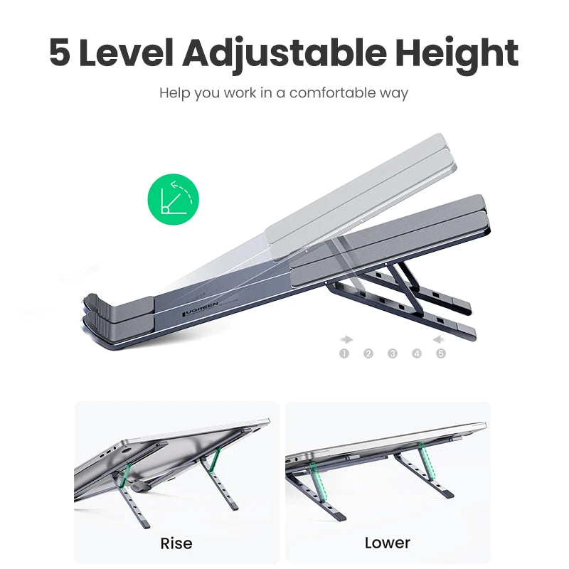 UGREEN Foldable Aluminum Laptop Stand — Vertical Holder for MacBook, Tablet & Phone