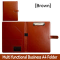 PU Leather A4 Padfolio Clipboard with Pen Holder and Card Slots for Business Meetings