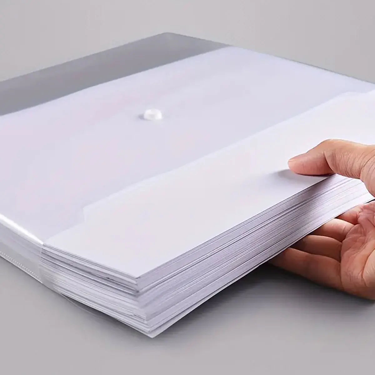 5 Pack Clear A4 Plastic Envelope Folders with Snap Button for School, Office and Document Storage