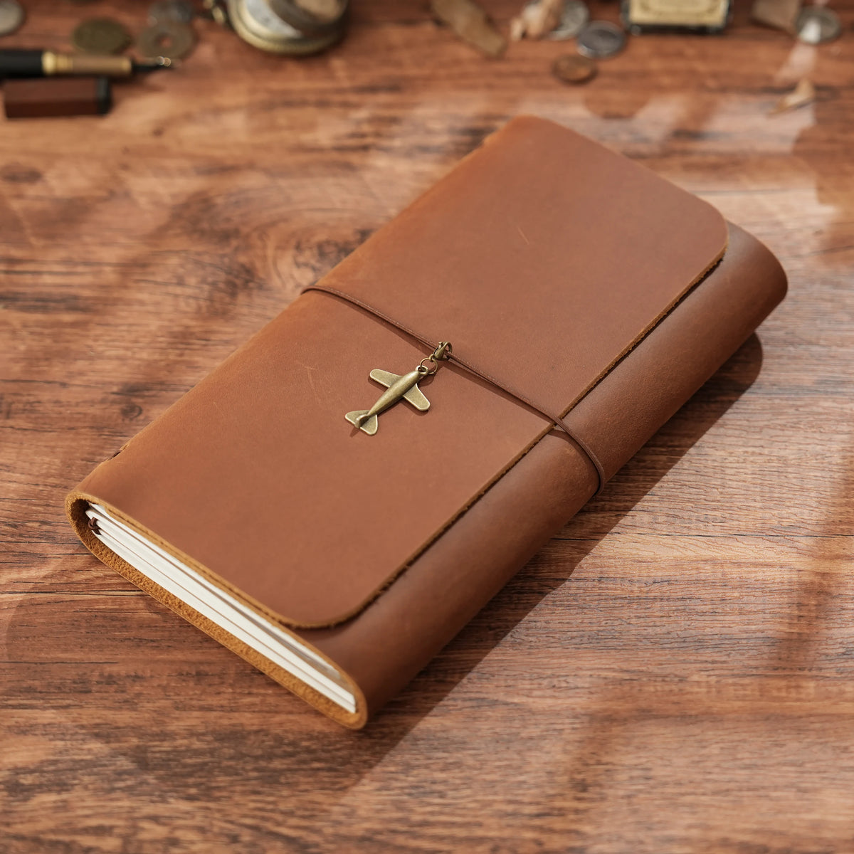 Trifold Leather Journal, Handmade Refillable Travel Journal Notebook