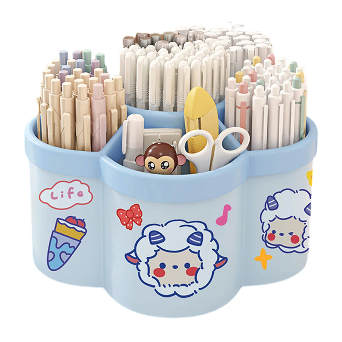 Rotating Pen Holder Desk Organizer, Large Capacity 360° Pencil and Stationery Storage Box for Students, Dorm, Classroom and Home Office