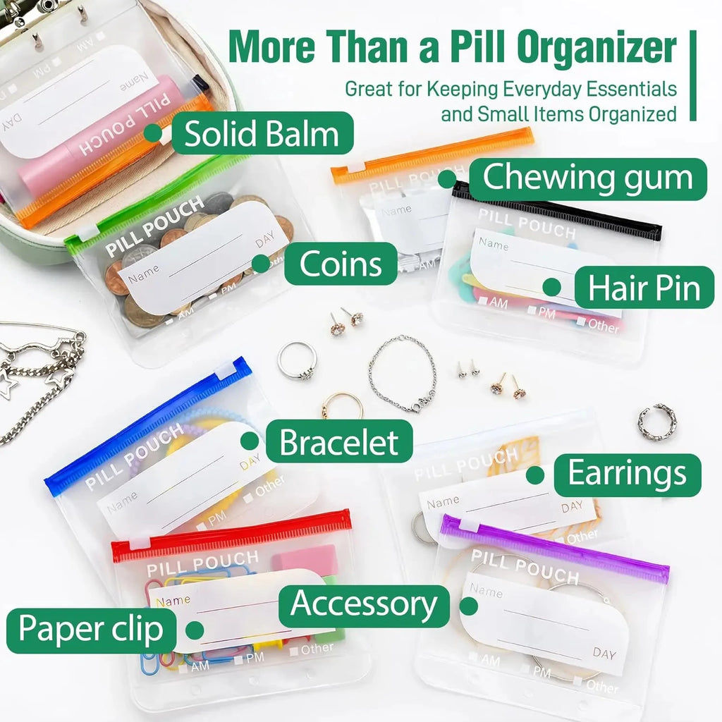 Weekly Pill Organizer Case with 14 Color-Coded Pouches, AM PM Twice-Daily 7-Day Travel Pill Box