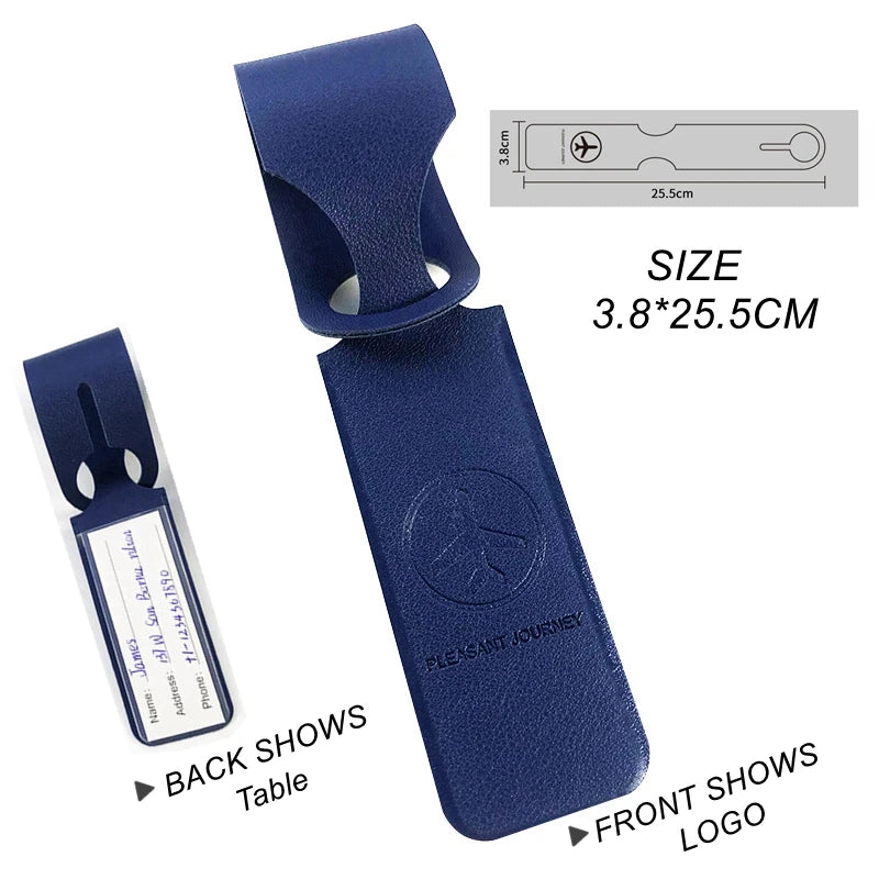 PU Leather Luggage Tag with ID Card Holder for Suitcases, Travel Bags and Backpacks