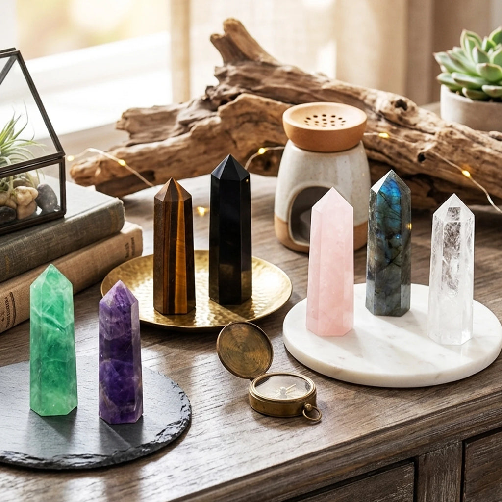 Natural Crystal Point Wand — Reiki Healing Stone for Home Decor & Meditation