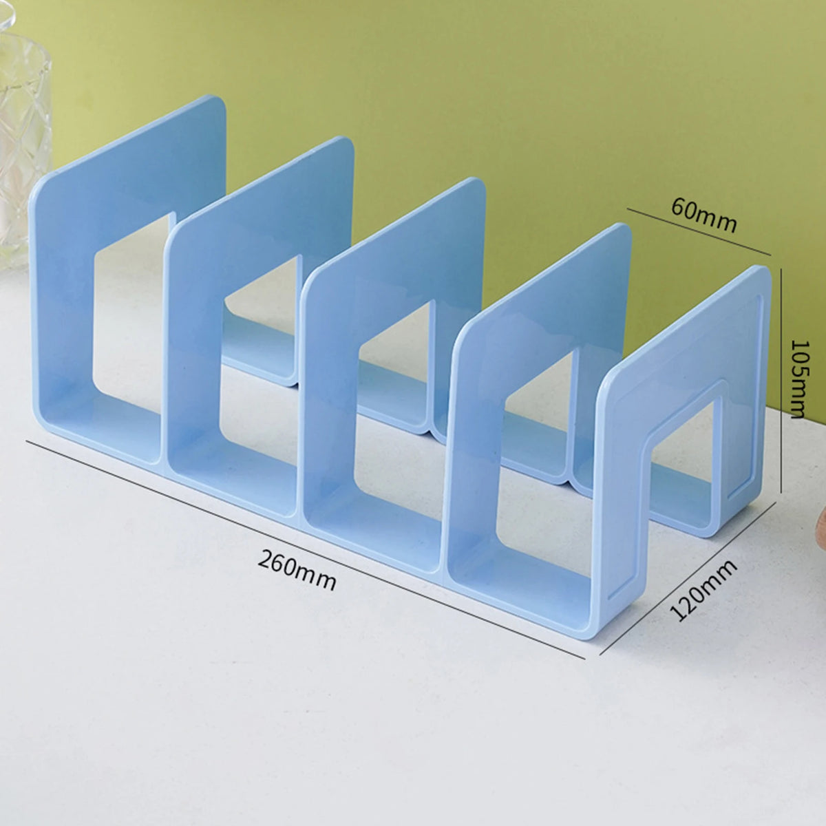 4 Compartment Desktop File and Book Organizer Rack for Home Office and Classroom