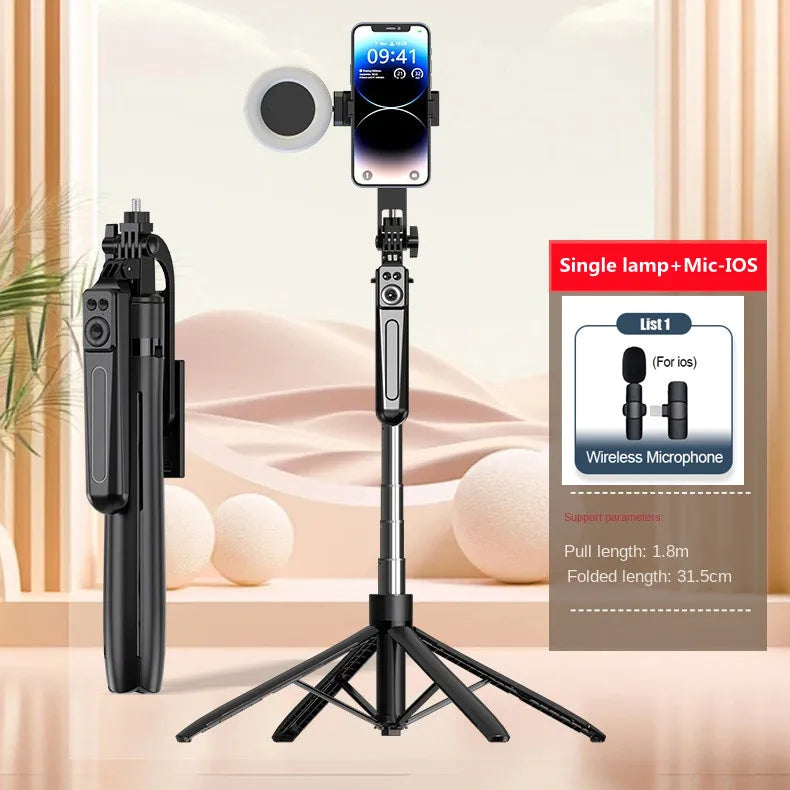 Wireless Bluetooth Selfie Stick Tripod with Remote Shutter, Extendable Phone Tripod Stand for Vlogging and Live Streaming