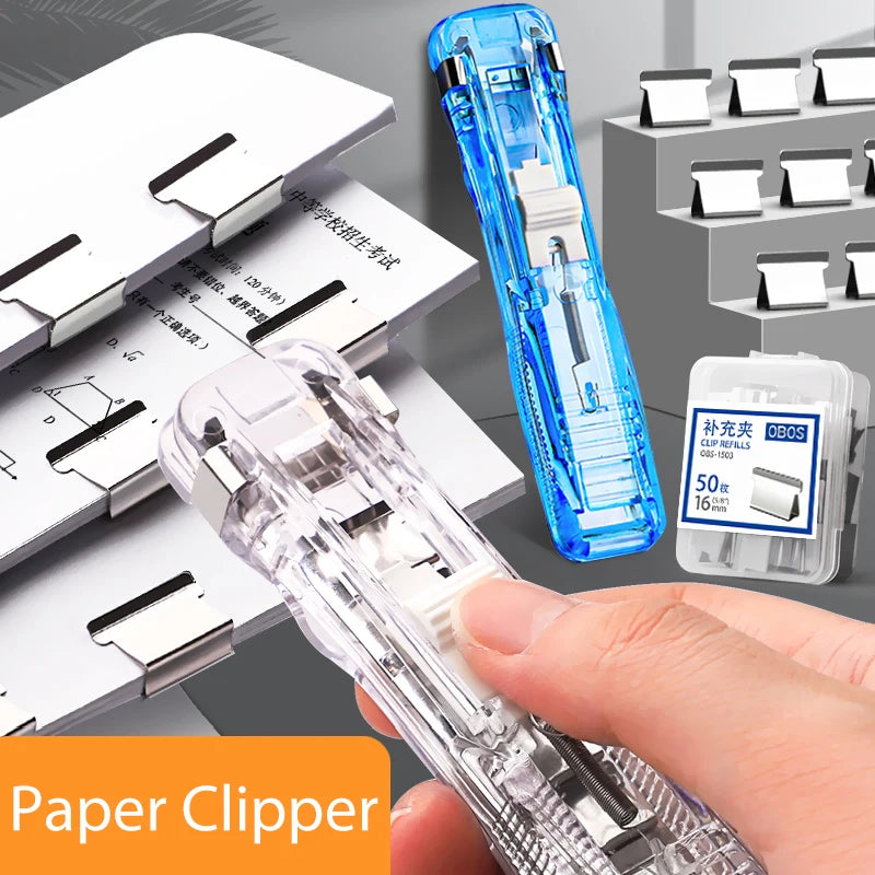 Mini Traceless Reusable Paper Binding Tool, Handheld Push Clamp for Binders, Books and Files, Office and School Binding Supplies